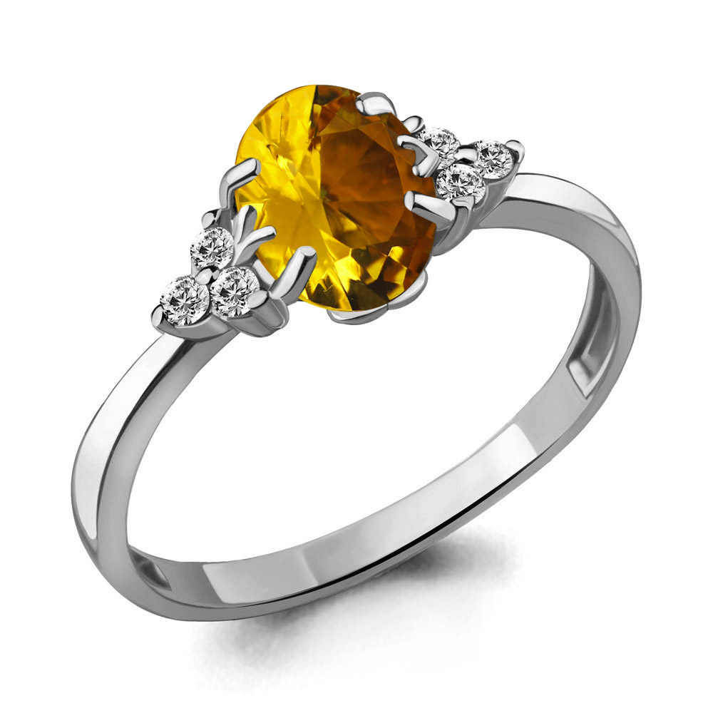 

Кольцо из серебра с цитрином р.  Aquamarine 6523506А_925_р, 6523506А_925_р