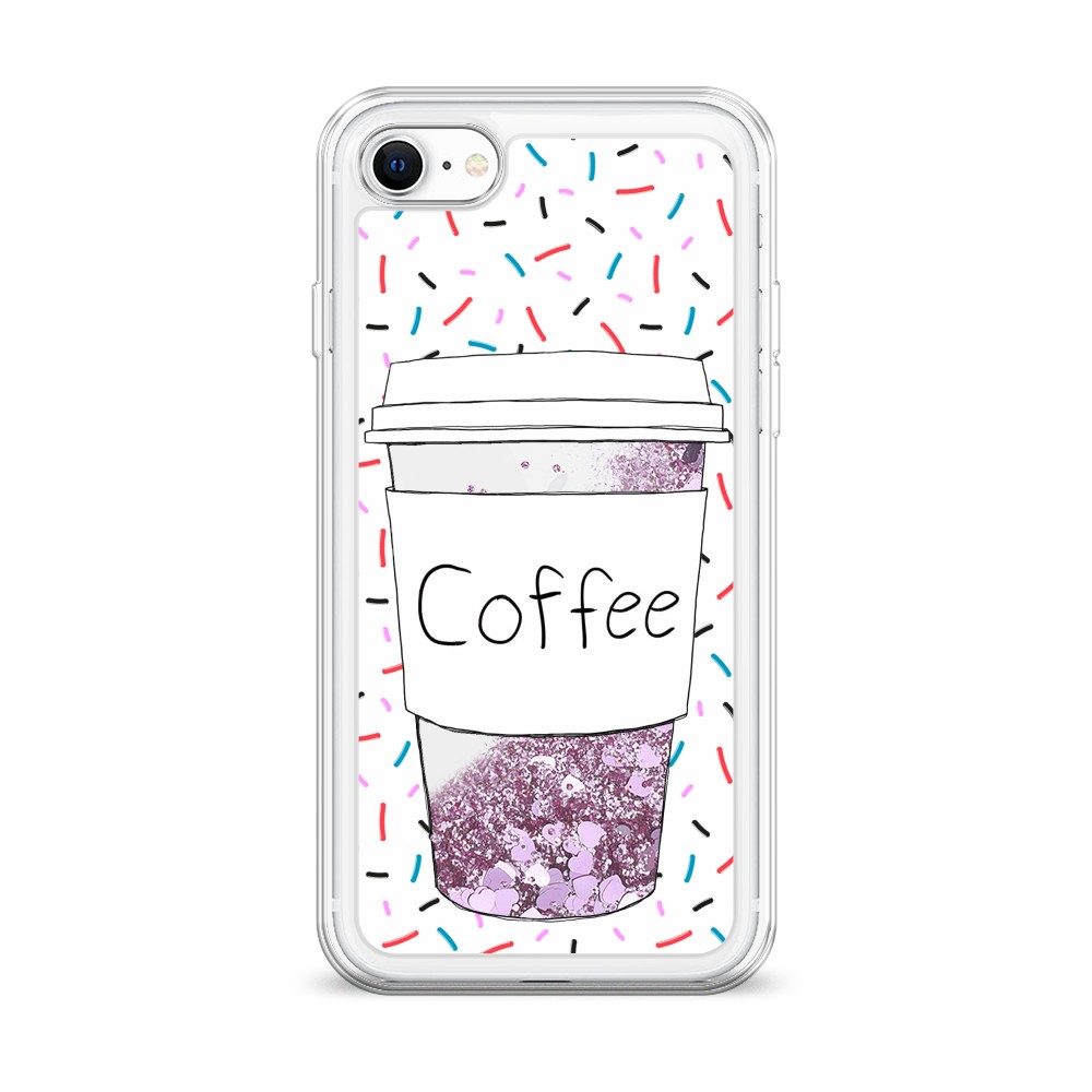 

Жидкий чехол с блестками "Coffee прозрачный стакан" на Apple iPhone SE 2020, 12494-1
