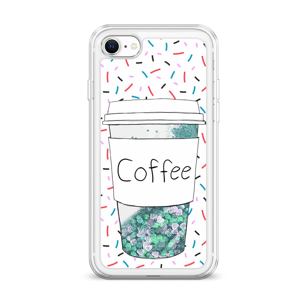 

Жидкий чехол с блестками "Coffee прозрачный стакан" на Apple iPhone SE 2022, 14895-1