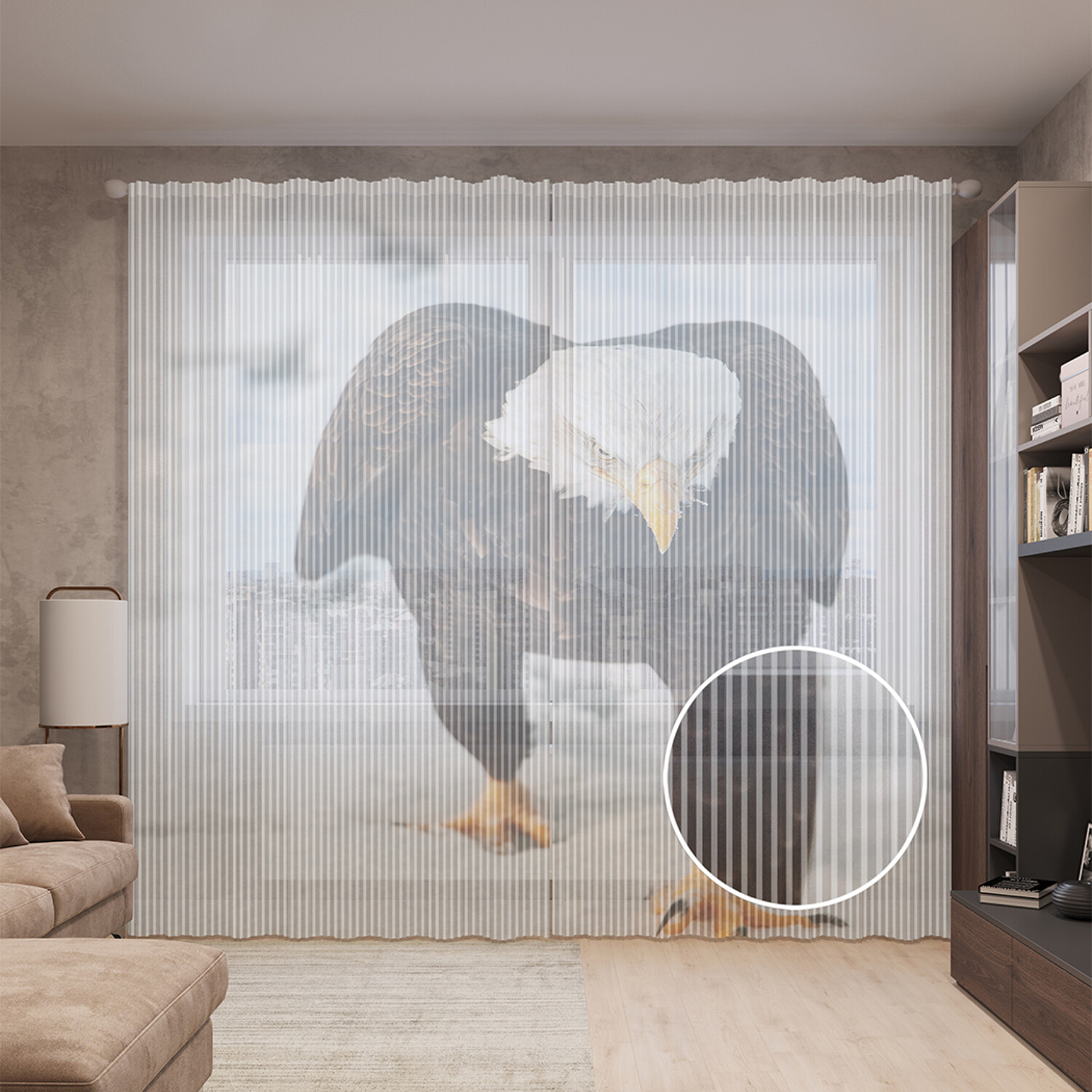 

Тюль вуаль на шторной ленте с принтом JoyArty "Американский орел", 310х265 см, Американский орел