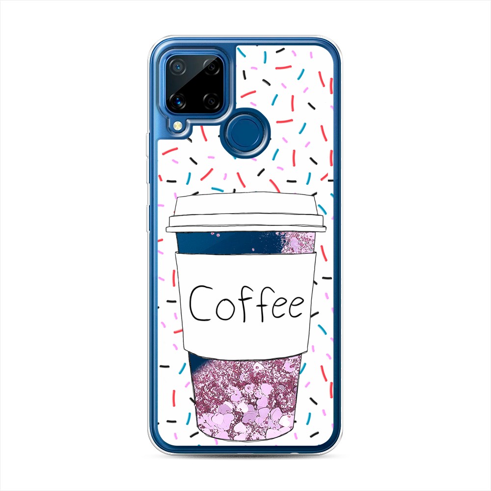 

Жидкий чехол с блестками "Coffee прозрачный стакан" на Realme C15, 255094-1