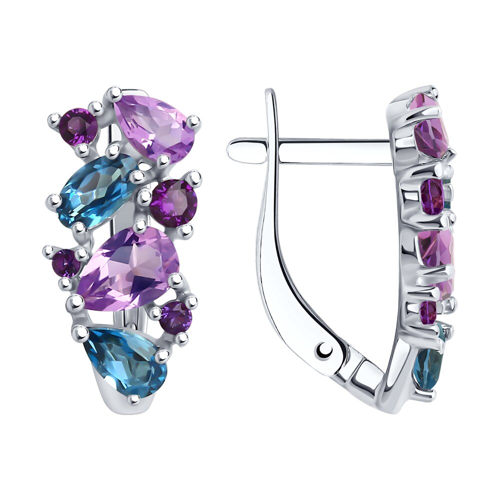 

Серьги из серебра SOKOLOV 92022721, фианит/топаз/аметист, 92022721
