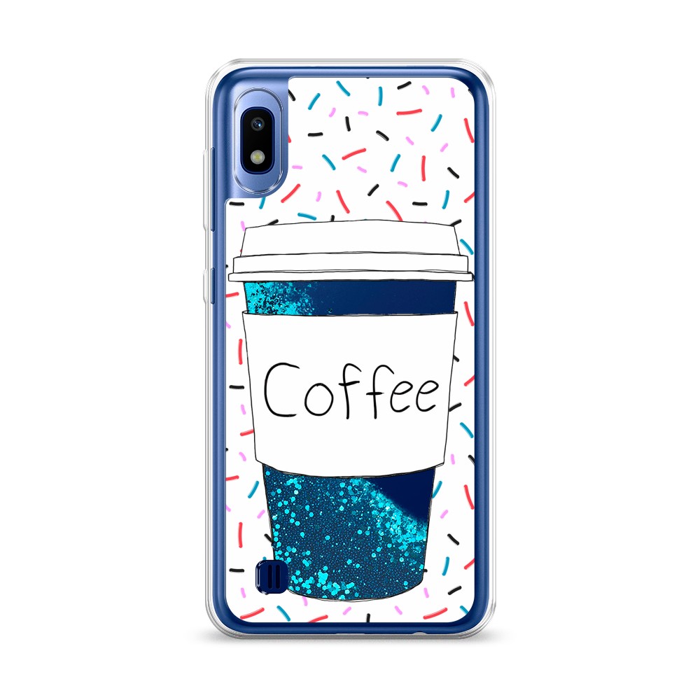 фото Жидкий чехол с блестками "coffee прозрачный стакан" на samsung galaxy a10 awog