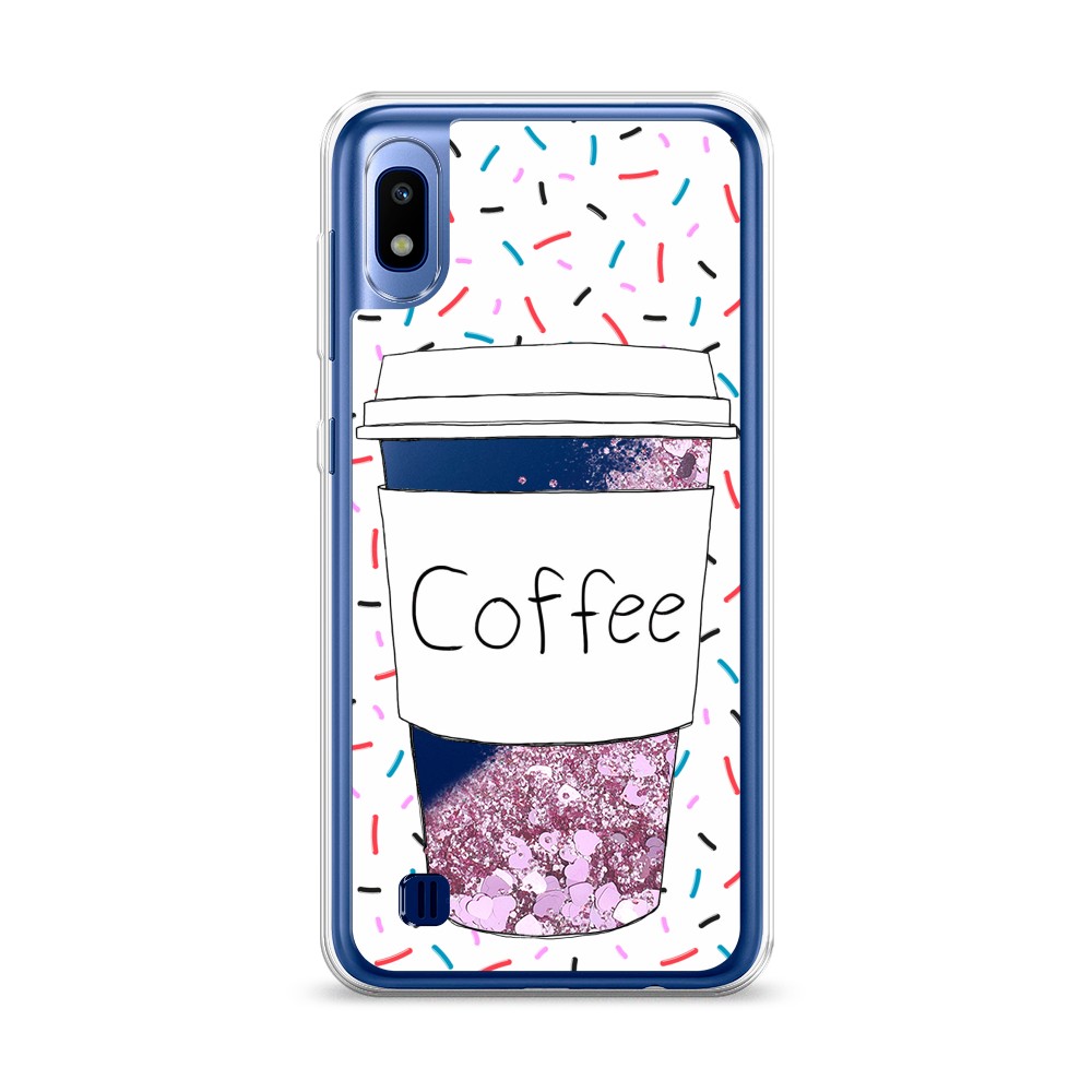 фото Жидкий чехол с блестками "coffee прозрачный стакан" на samsung galaxy a10 awog