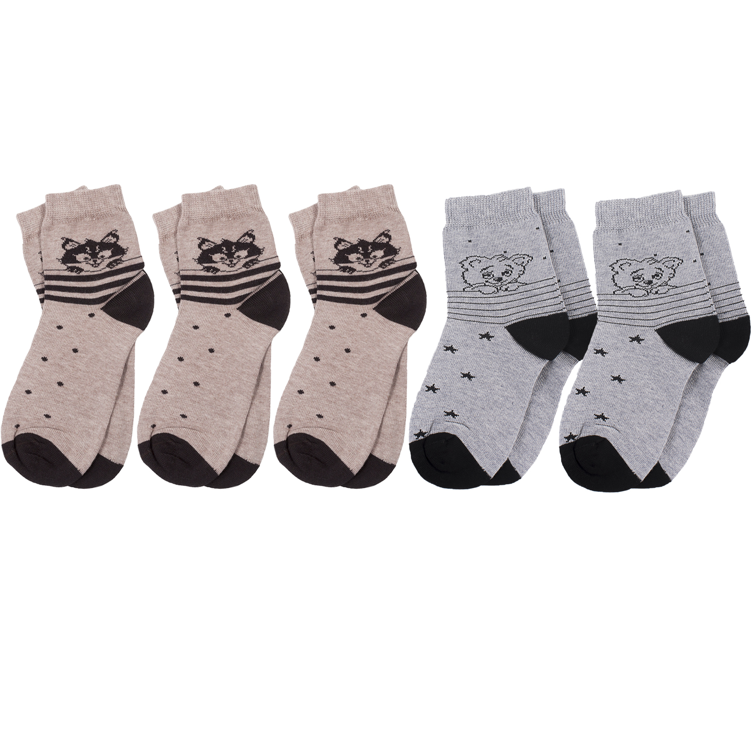

Носки детские для мальчика Rusocks 5-Д-43 р.18-20 микс 3, Серый;бежевый, 5-Д-43