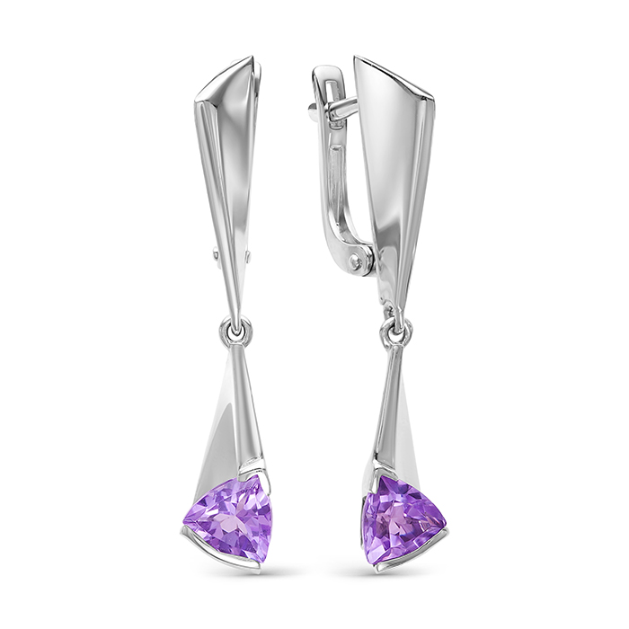 

Серьги женские из серебра АЛЬКОР 02-0578/00АМ-00 аметист, 02-0578/00АМ-00