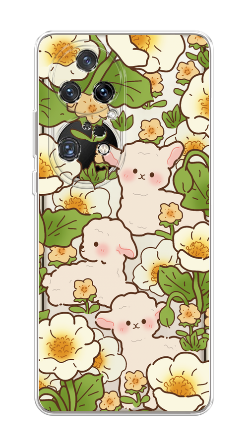 

Чехол на Huawei P50 Pro "Овечки в цветах", Зеленый;бежевый, 6105050-1