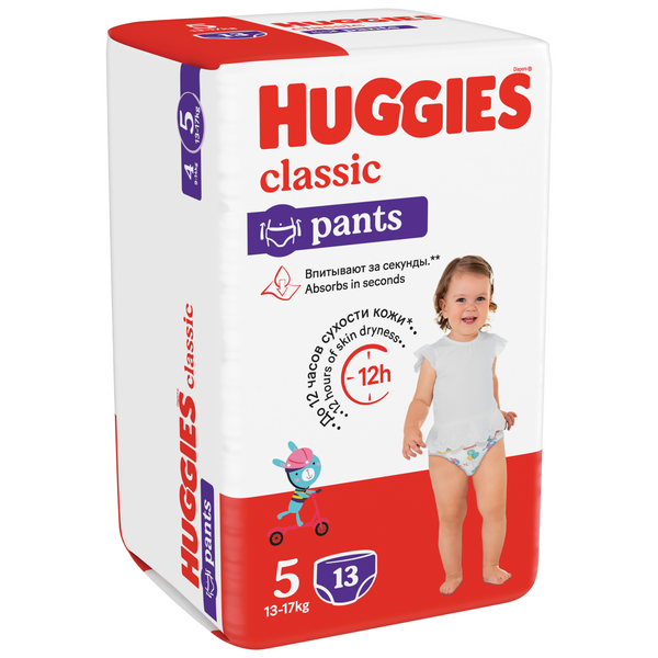 

Подгузники-трусики Huggies Classic 13-17 кг, 5 размер, 13 шт