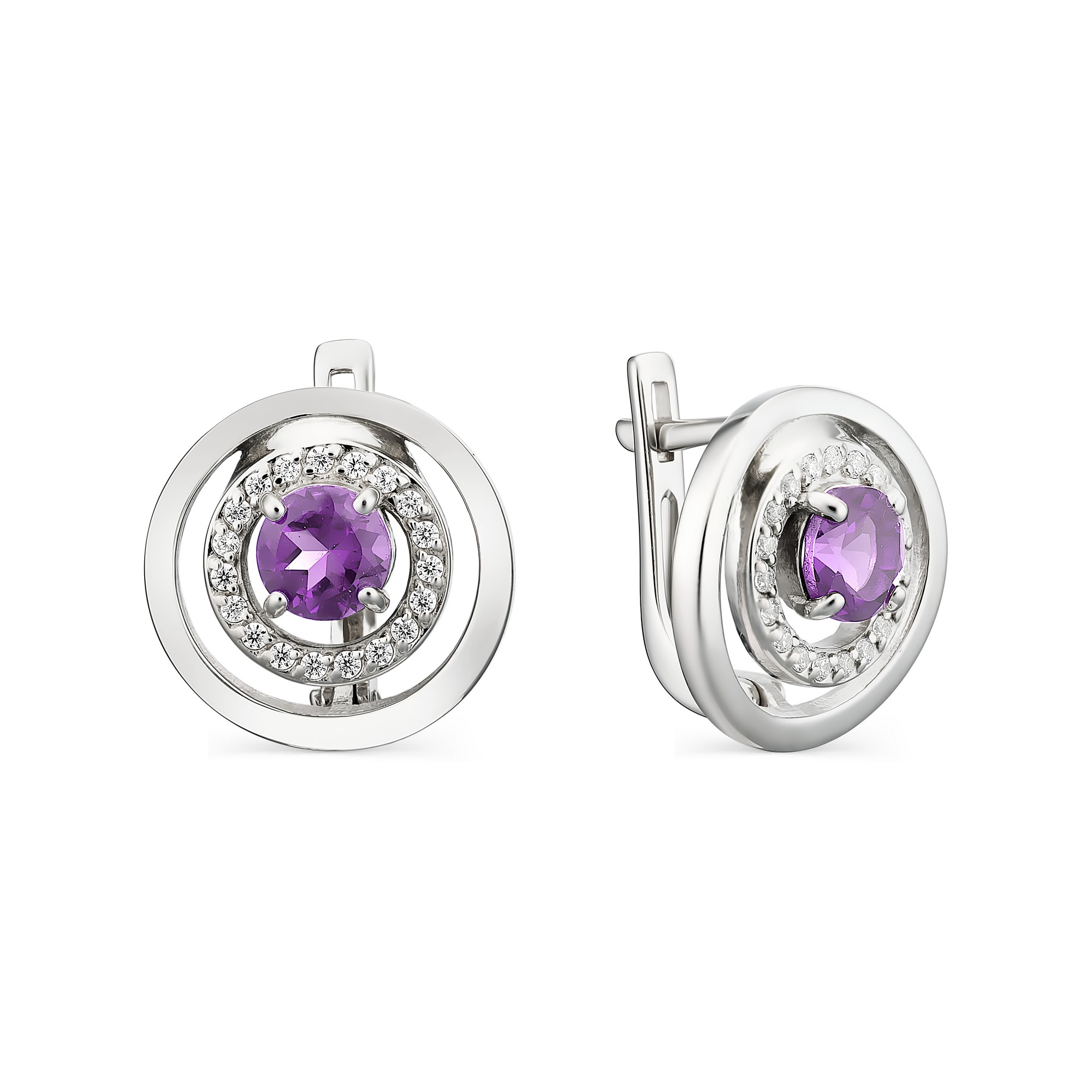 

Серьги женские из серебра АЛЬКОР 02-0767/00АМ-00 аметист/фианит, 02-0767/00АМ-00
