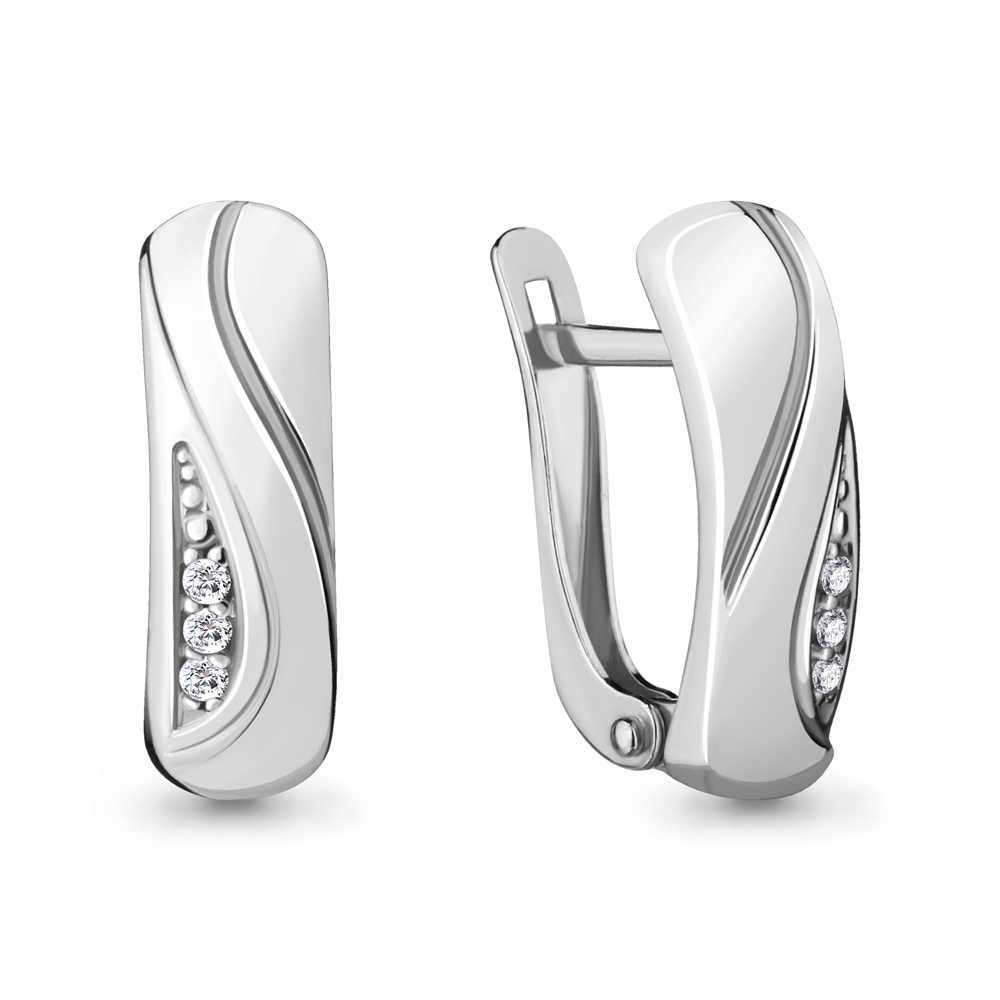 

Серьги из серебра с фианитом Aquamarine 48027А_925_р, 48027А_925_р