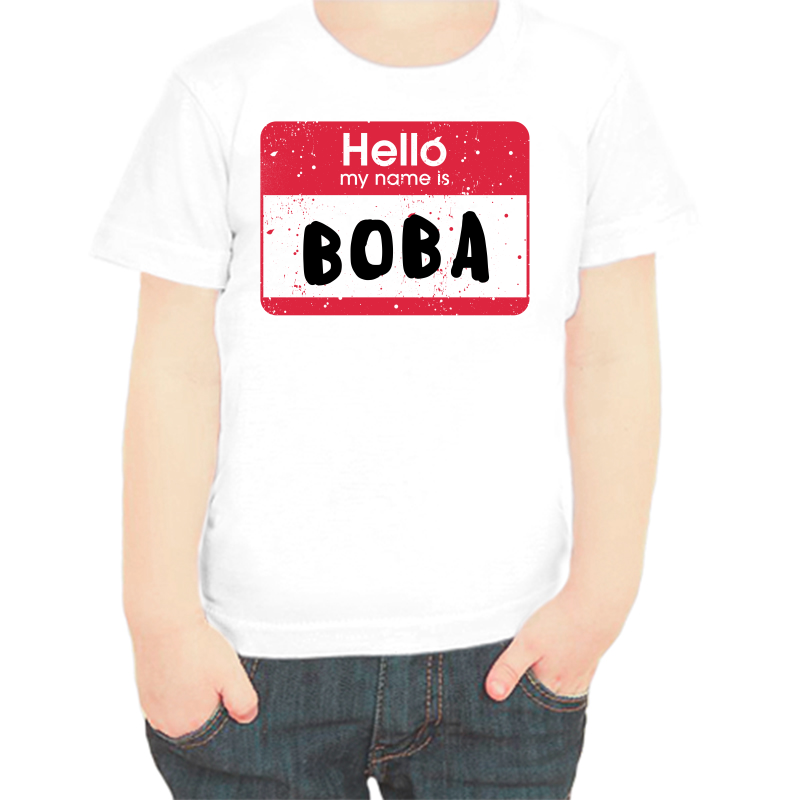 

Футболка мальчику белая 38 р-р hello my name is Вова, Белый, fdm_hello_vova