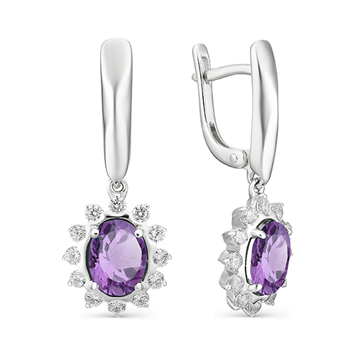 

Серьги женские из серебра АЛЬКОР 02-1165/00АМ-00 аметист/фианит, 02-1165/00АМ-00
