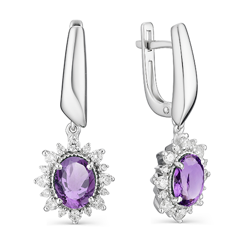 

Серьги женские из серебра АЛЬКОР 02-1167/00АМ-00 аметист/фианит, 02-1167/00АМ-00