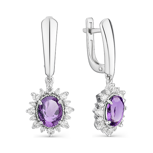 

Серьги женские из серебра АЛЬКОР 02-1163/00АМ-00 аметист/фианит, 02-1163/00АМ-00