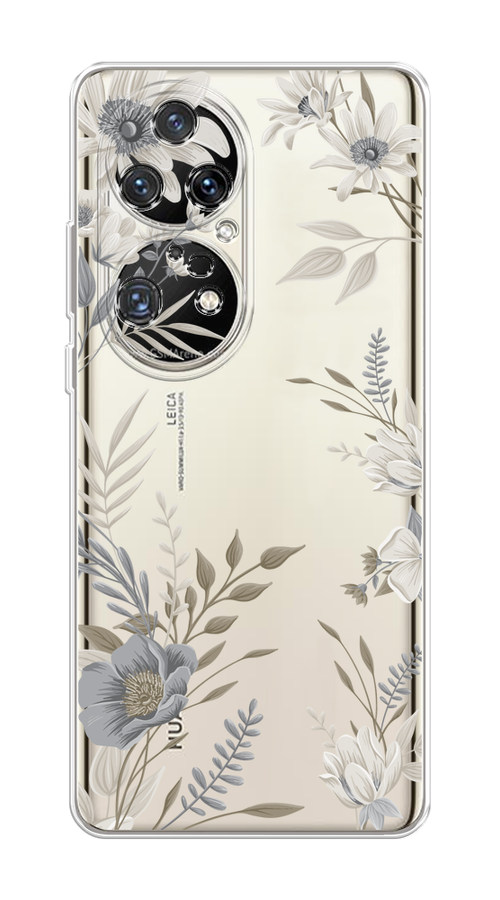 

Чехол на Huawei P50 Pro "Цветы сепия", Серый;прозрачный;зеленый;белый, 6105050-1