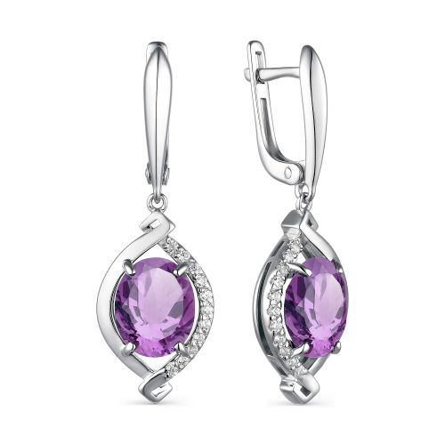 

Серьги женские из серебра АЛЬКОР 02-1871/00АМ-00 аметист/фианит, 02-1871/00АМ-00