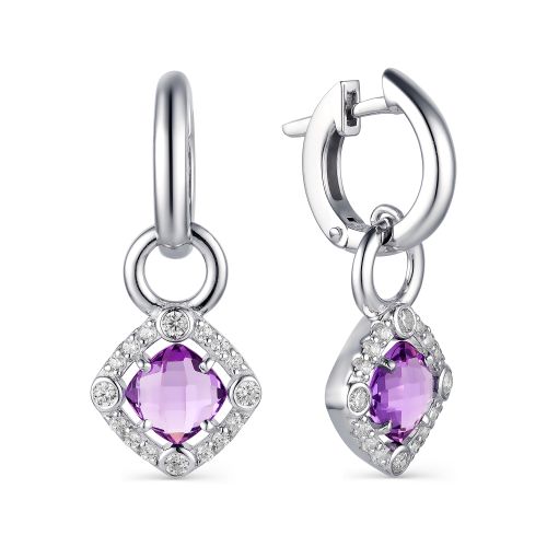 

Серьги женские из серебра АЛЬКОР 02-1652/00АМ-00 аметист/фианит, 02-1652/00АМ-00