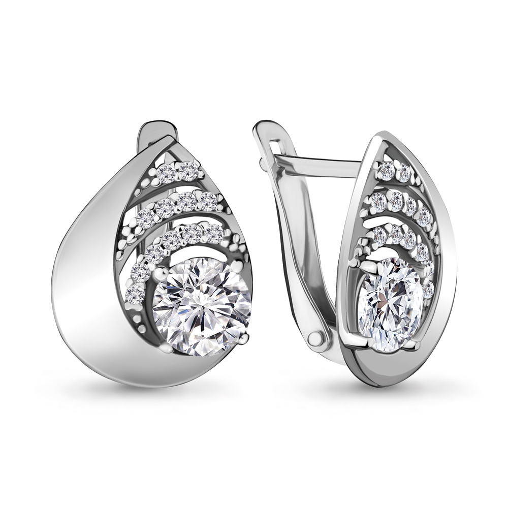 

Серьги из серебра с фианитом Aquamarine 48037А_925_р, 48037А_925_р