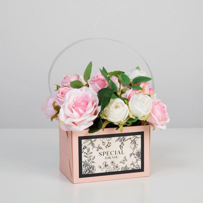 

Переноска для цветов «Special for you», 10 x 13 x 15 см (3 шт.), Белый;розовый;черный