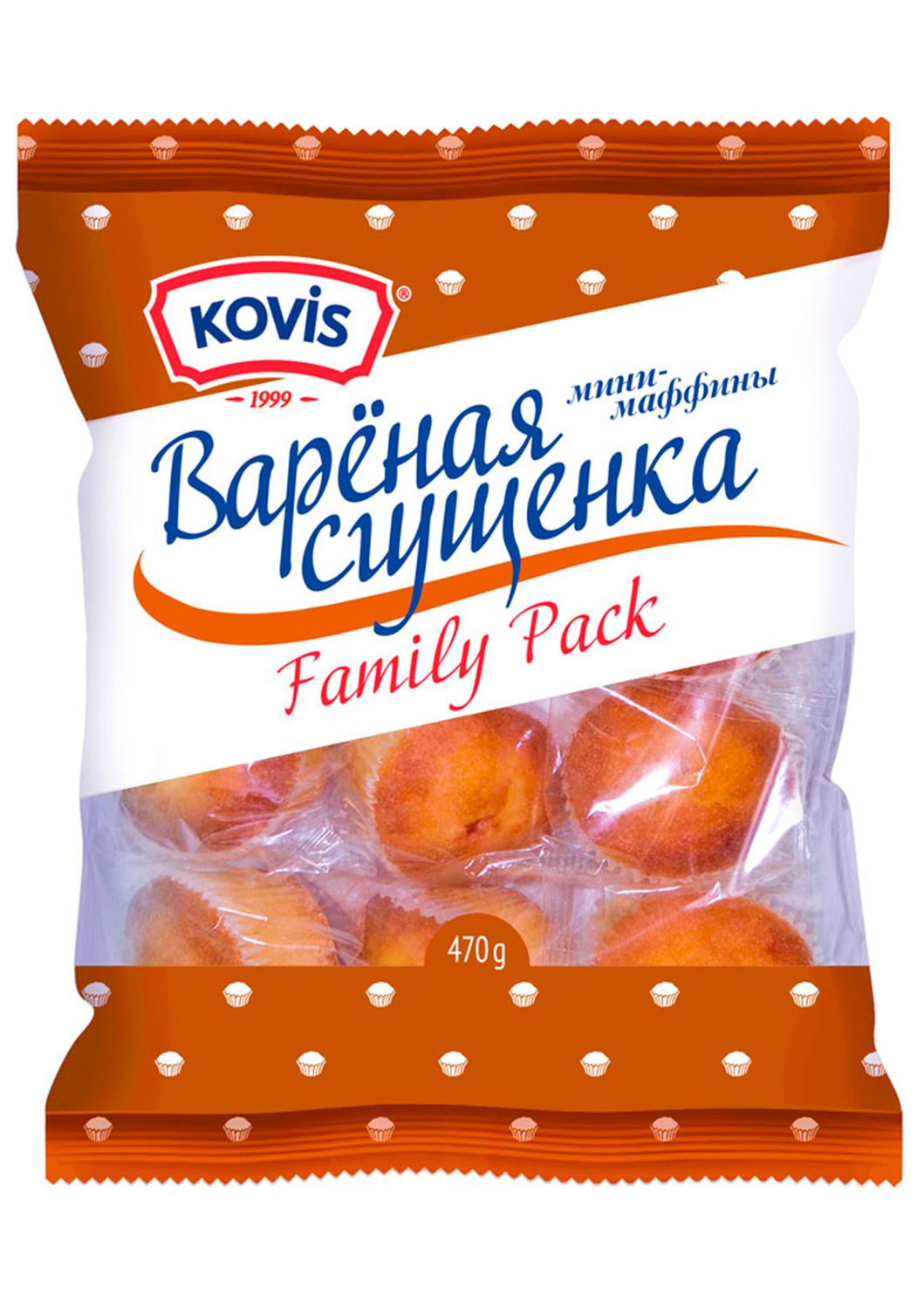 Мини-маффины с начинкой вареная сгущенка Kovis (Ковис), 470г