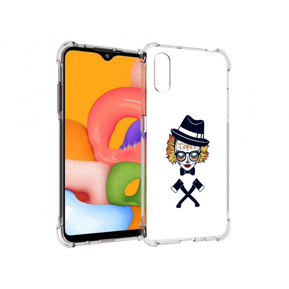 

Чехол MyPads Tocco для Samsung Galaxy A01 девушка в маске с топорами рисунок, Прозрачный, Tocco