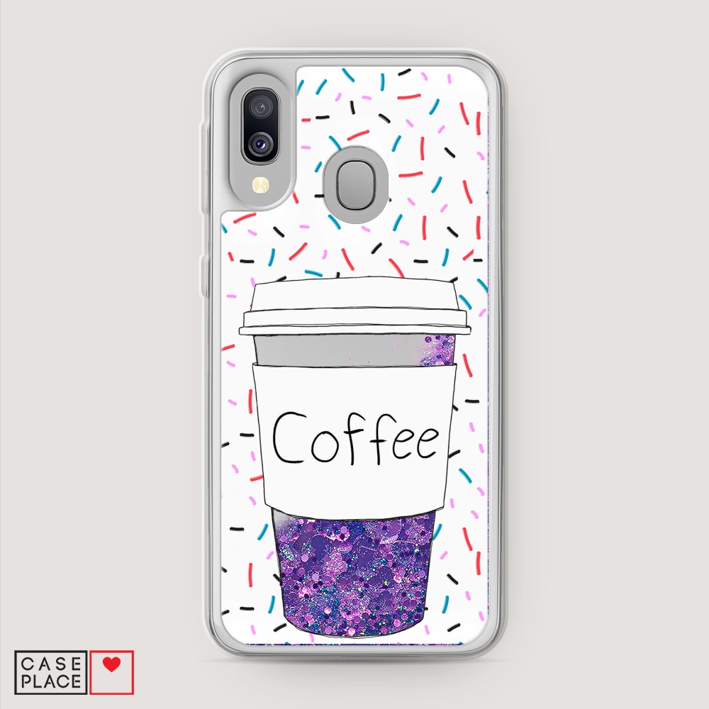 

Жидкий чехол с блестками "Coffee прозрачный стакан" на Samsung Galaxy A40