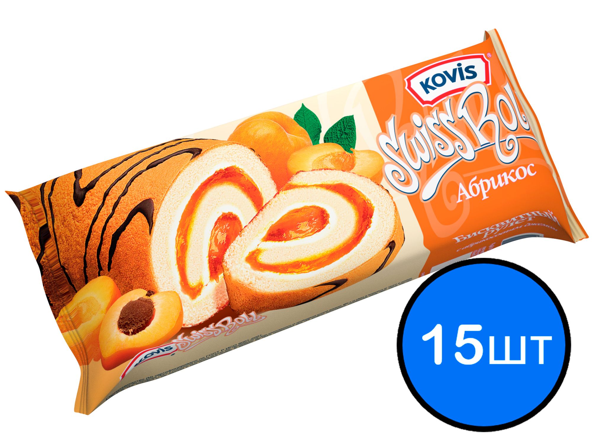 

Рулет бисквитный с абрикосовой начинкой Kovis (Ковис), 175г х 15шт