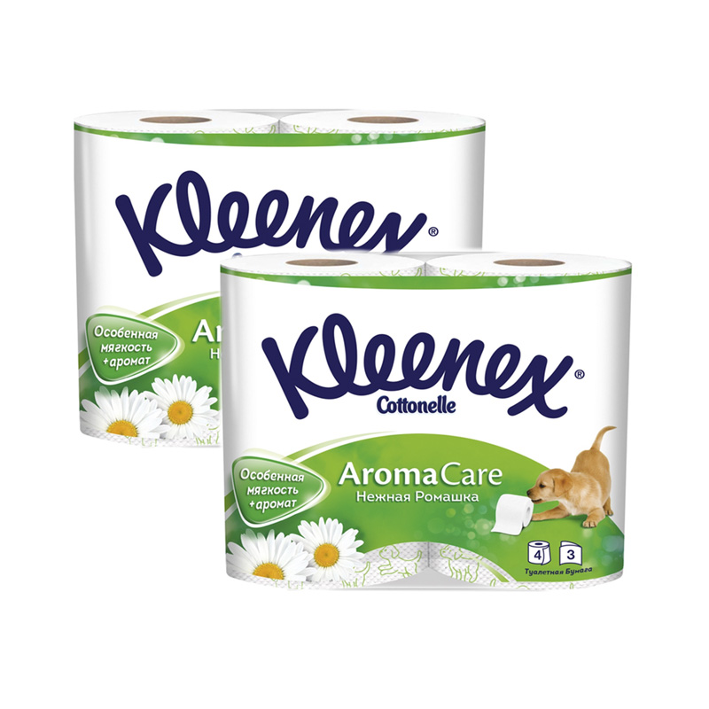 Купить Туалетная бумага KLEENEX 3-хслойная с ароматиз. Нежная ромашка (2 шт в наборе)