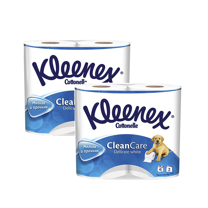 Купить Туалетная бумага KLEENEX 2-хслойная неароматизированная Деликат Уайт 4 шт(2 шт в наборе)