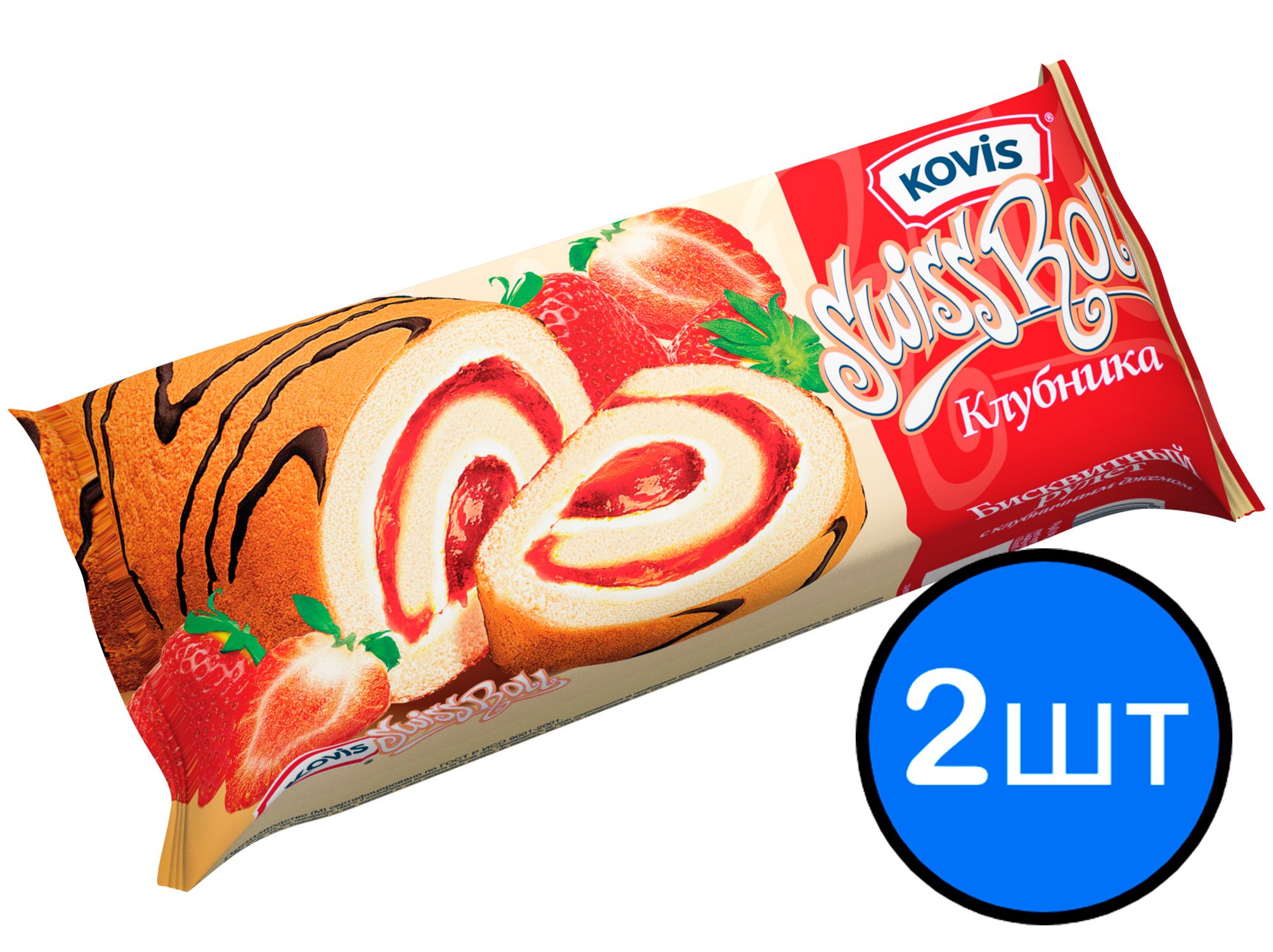 

Рулет бисквитный с клубничной начинкой Kovis (Ковис), 175г х 2шт