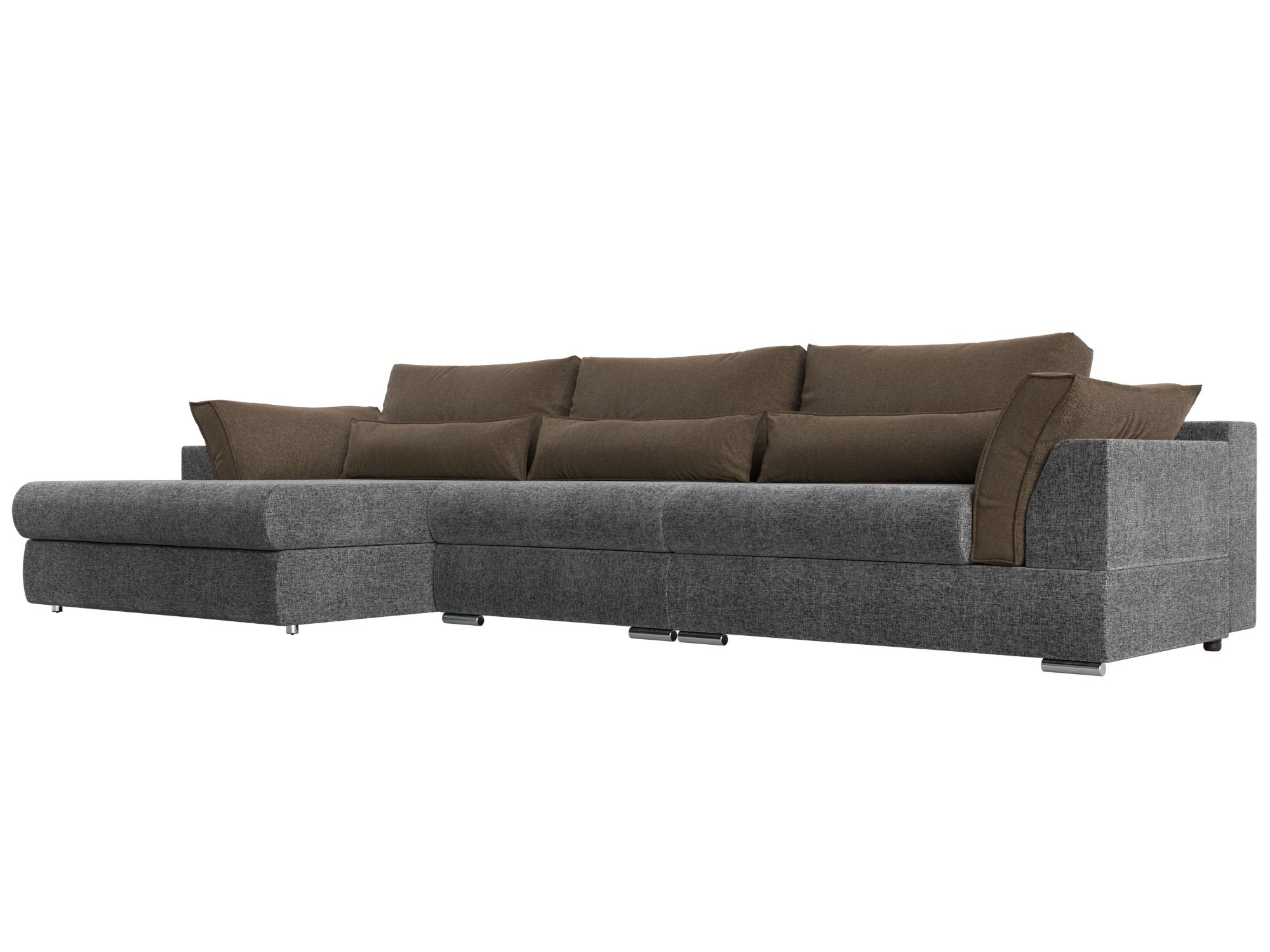 

Угловой диван Пекин Long левый рогожка серый/коричневый, Угловой диван Пекин Long угол левый