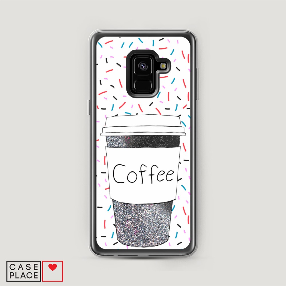

Жидкий чехол с блестками "Coffee прозрачный стакан" на Samsung Galaxy A8 2018, 25491-1