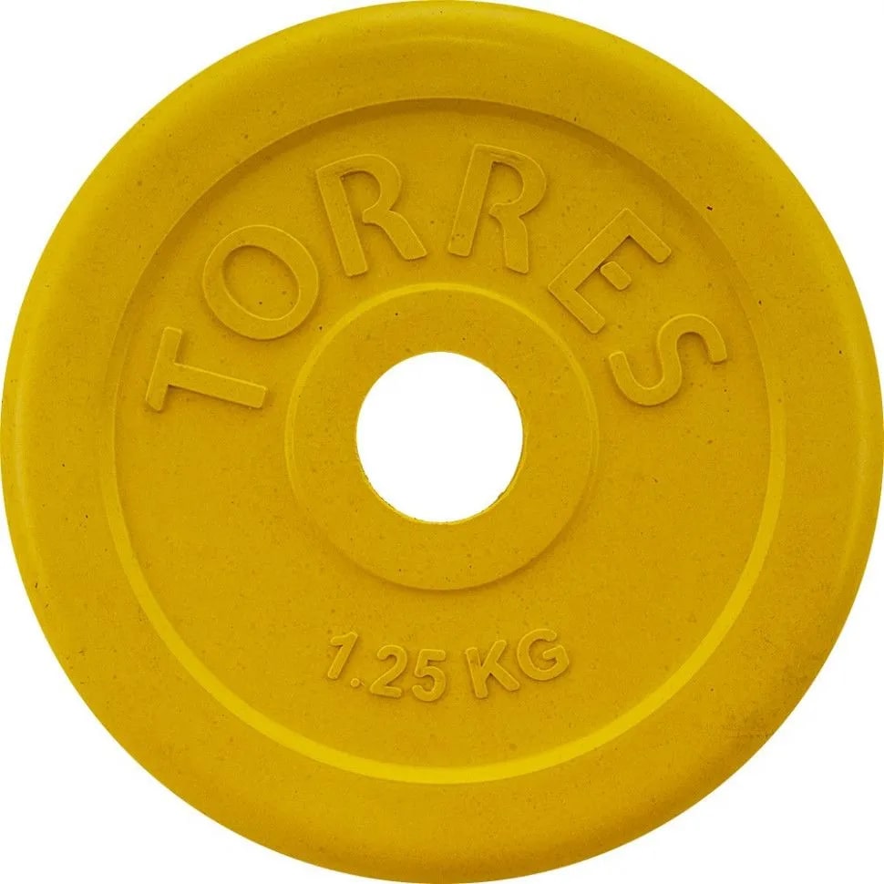 Диск Torres обрезиненный, 1,25кг, d-25мм, жёлтый, 2 шт