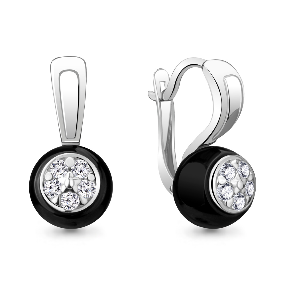 

Серьги из серебра с керамикой/фианитом Aquamarine 48042А_925_р, 48042А_925_р