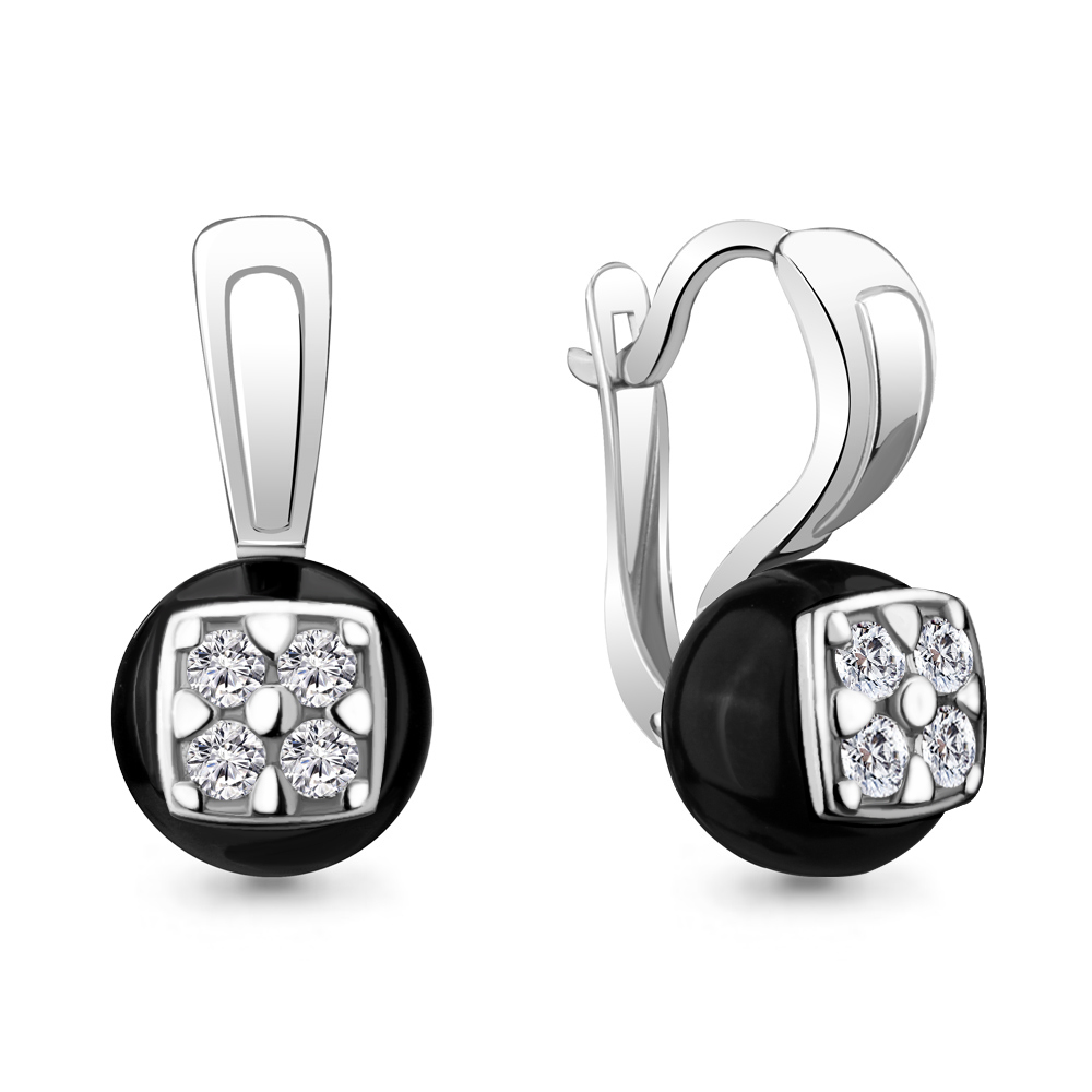 

Серьги из серебра с керамикой/фианитом Aquamarine 48045А_925_р, 48045А_925_р