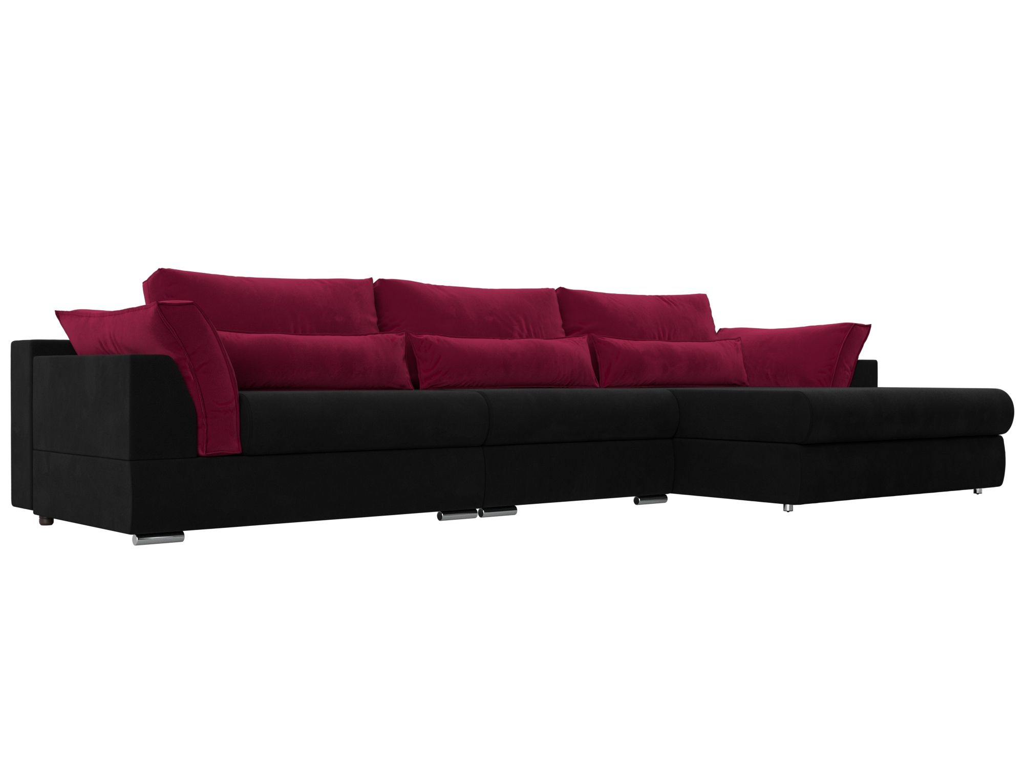 

Угловой диван Пекин Long правый микровельвет черный/бордовый, Угловой диван Пекин Long угол правый