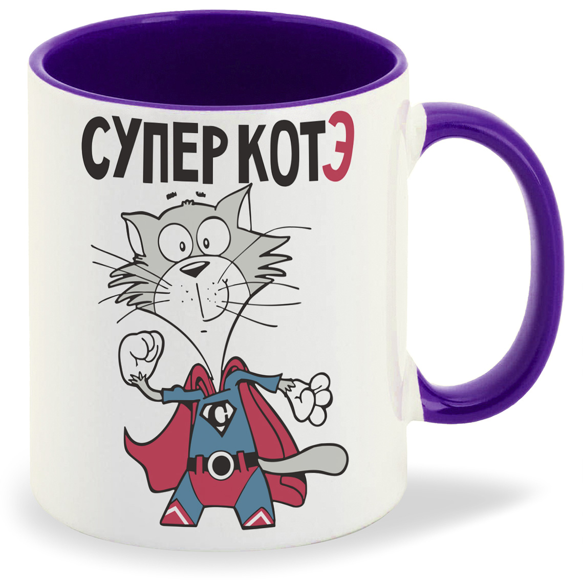 

Кружка CoolPodarok Прикол Супер котэ, Прикол Супер котэ