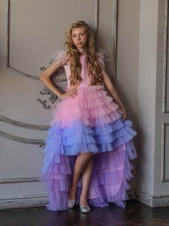 Платье детское Роскошь с детства Француженка, розовый-фиолетовый, 110
