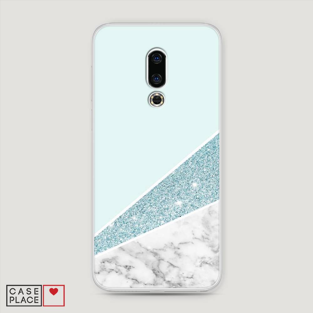 

Чехол Awog на Meizu 16th "Мрамор с голубыми блестками", Голубой;белый, 72750-3