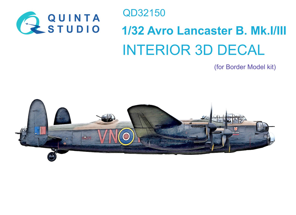 

QD32150 3D Декаль интерьера кабины Avro Lancaster B. Mk.I/III Border Model, Цветной