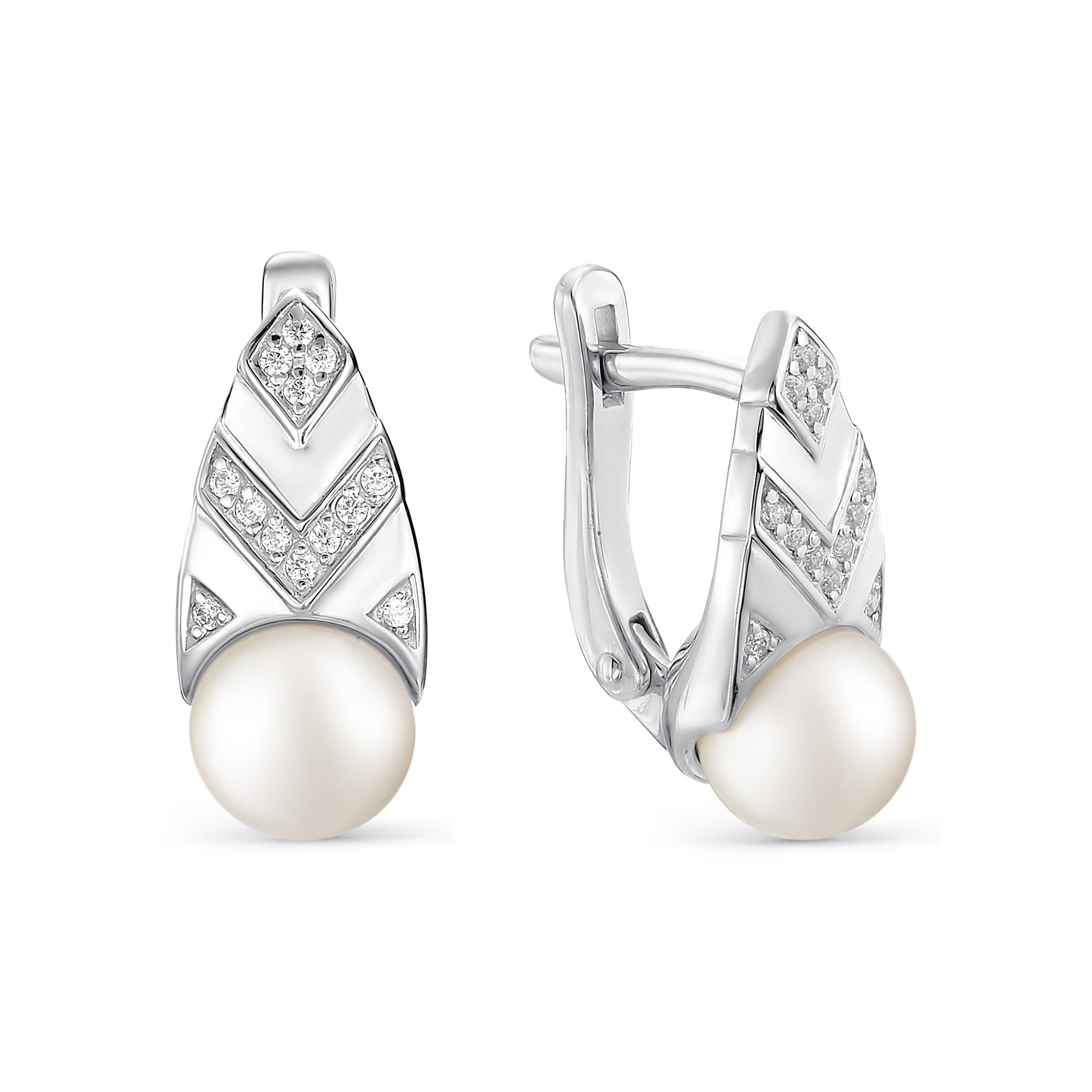 

Серьги женские из серебра АЛЬКОР 02-0410/00ЖБ-00 жемчуг/фианит, 02-0410/00ЖБ-00