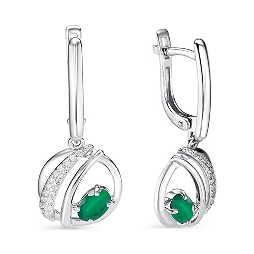 

Серьги женские из серебра АЛЬКОР 02-0773/00АГ-00 агат/фианит, 02-0773/00АГ-00