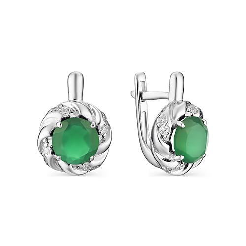 

Серьги женские из серебра АЛЬКОР 02-1344/00АГ-00 агат/фианит, 02-1344/00АГ-00
