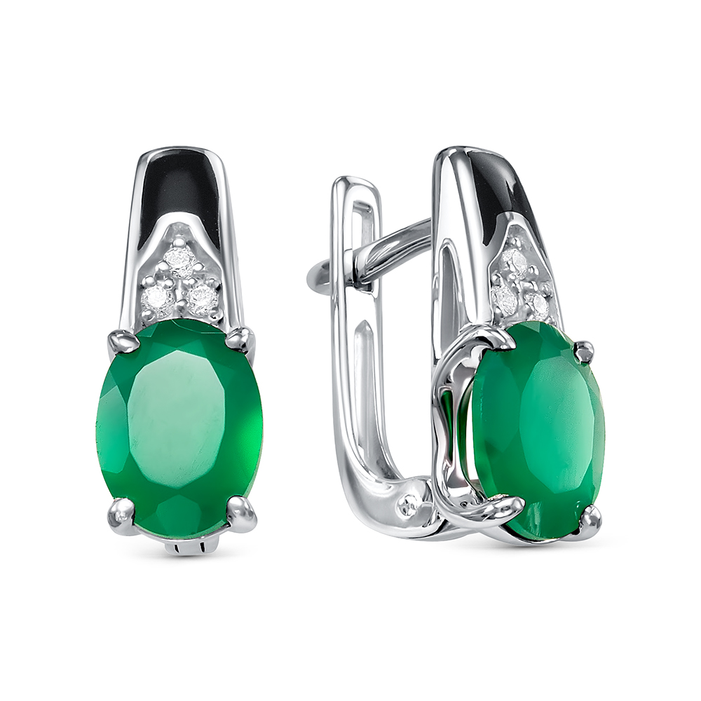 

Серьги женские из серебра АЛЬКОР 02-1459/0М35-00 агат/фианит, 02-1459/0М35-00