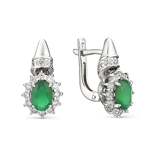 

Серьги женские из серебра АЛЬКОР 02-0889/00АГ-00 агат/фианит, 02-0889/00АГ-00