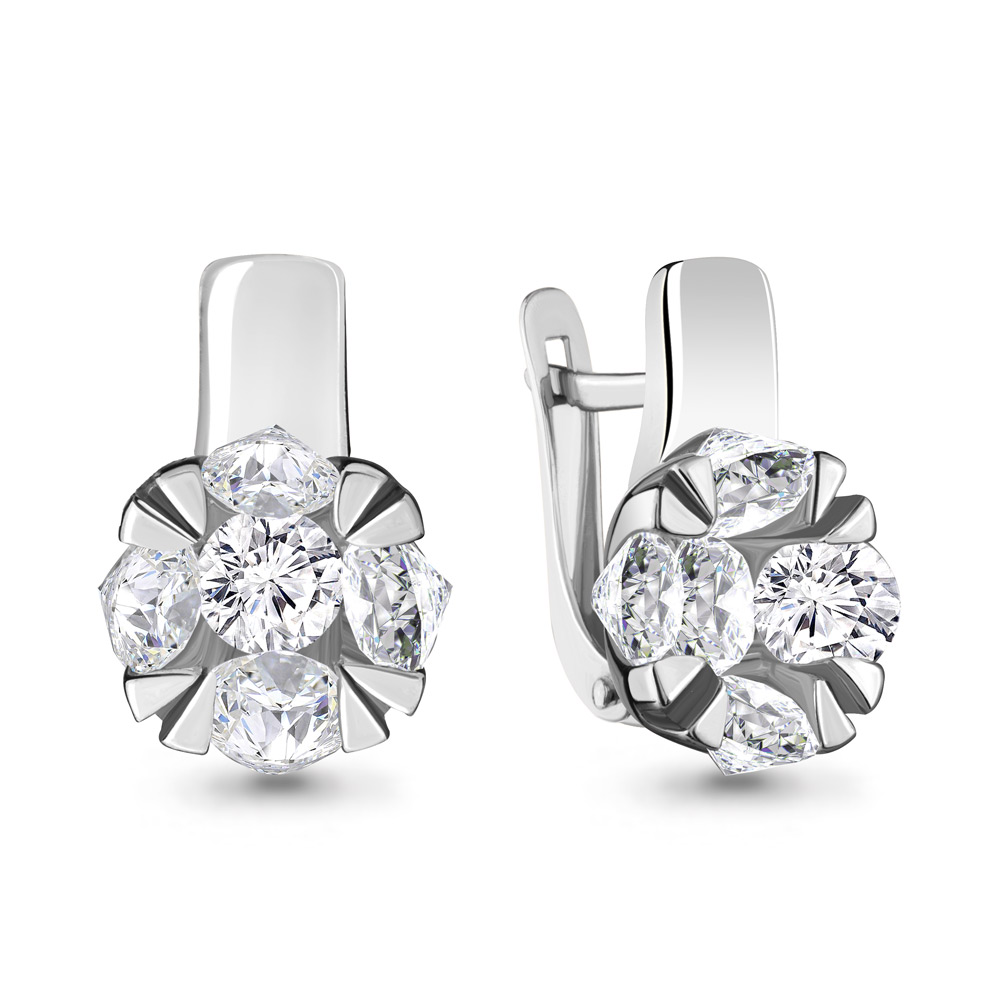 

Серьги из серебра с фианитом Aquamarine 48063А_925_р, 48063А_925_р