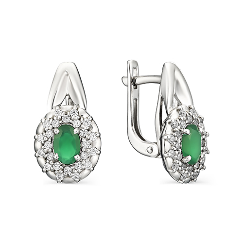 

Серьги женские из серебра АЛЬКОР 02-0895/00АГ-00 агат/фианит, 02-0895/00АГ-00