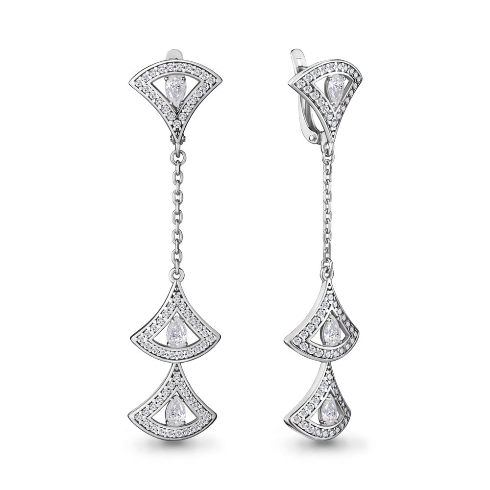 

Серьги подвески из серебра с фианитом Aquamarine 48064А_925_р, 48064А_925_р