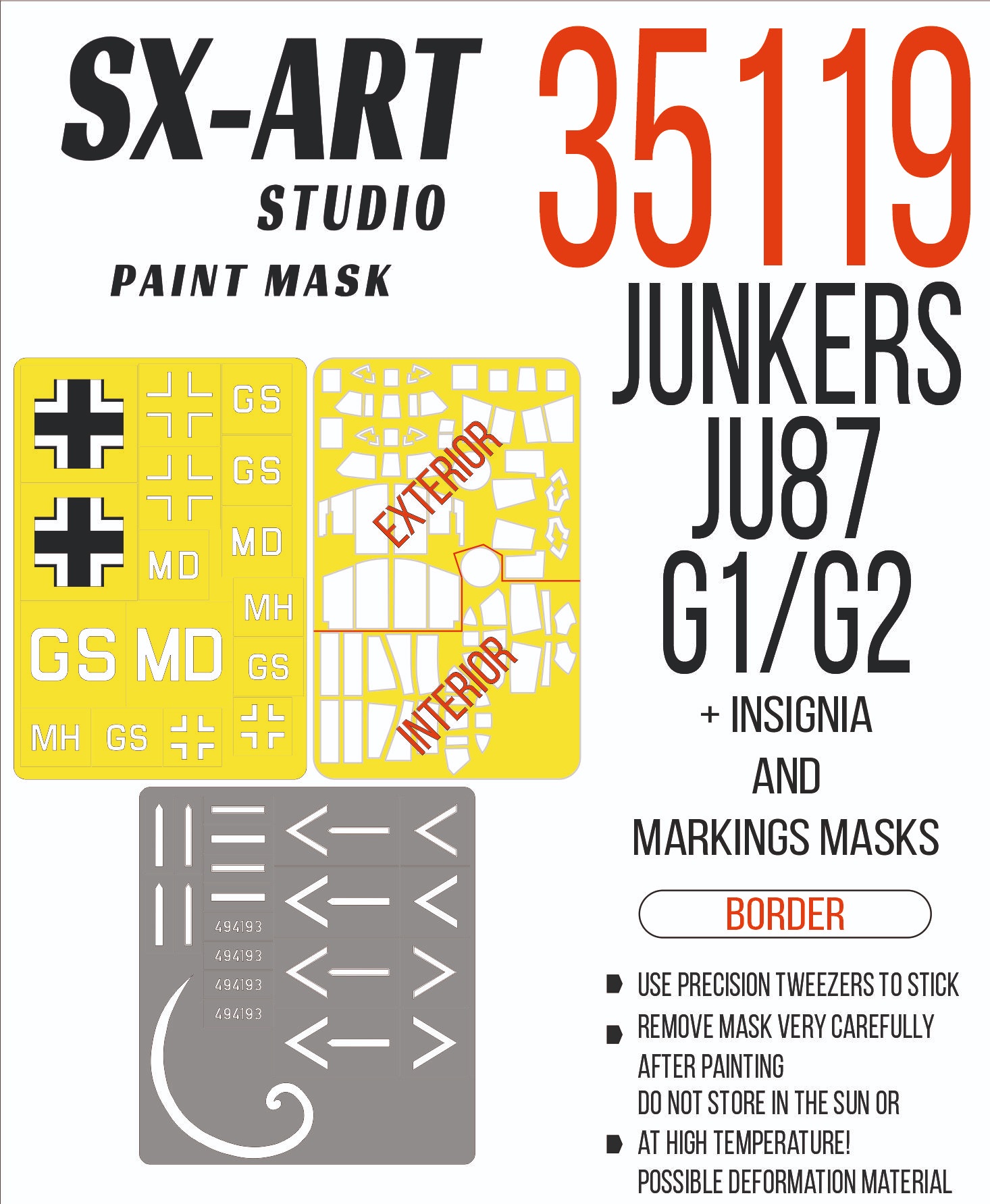 

35119SX Окрасочная маска Ju-87 G1/G2 Border MAX insignia and markings masks