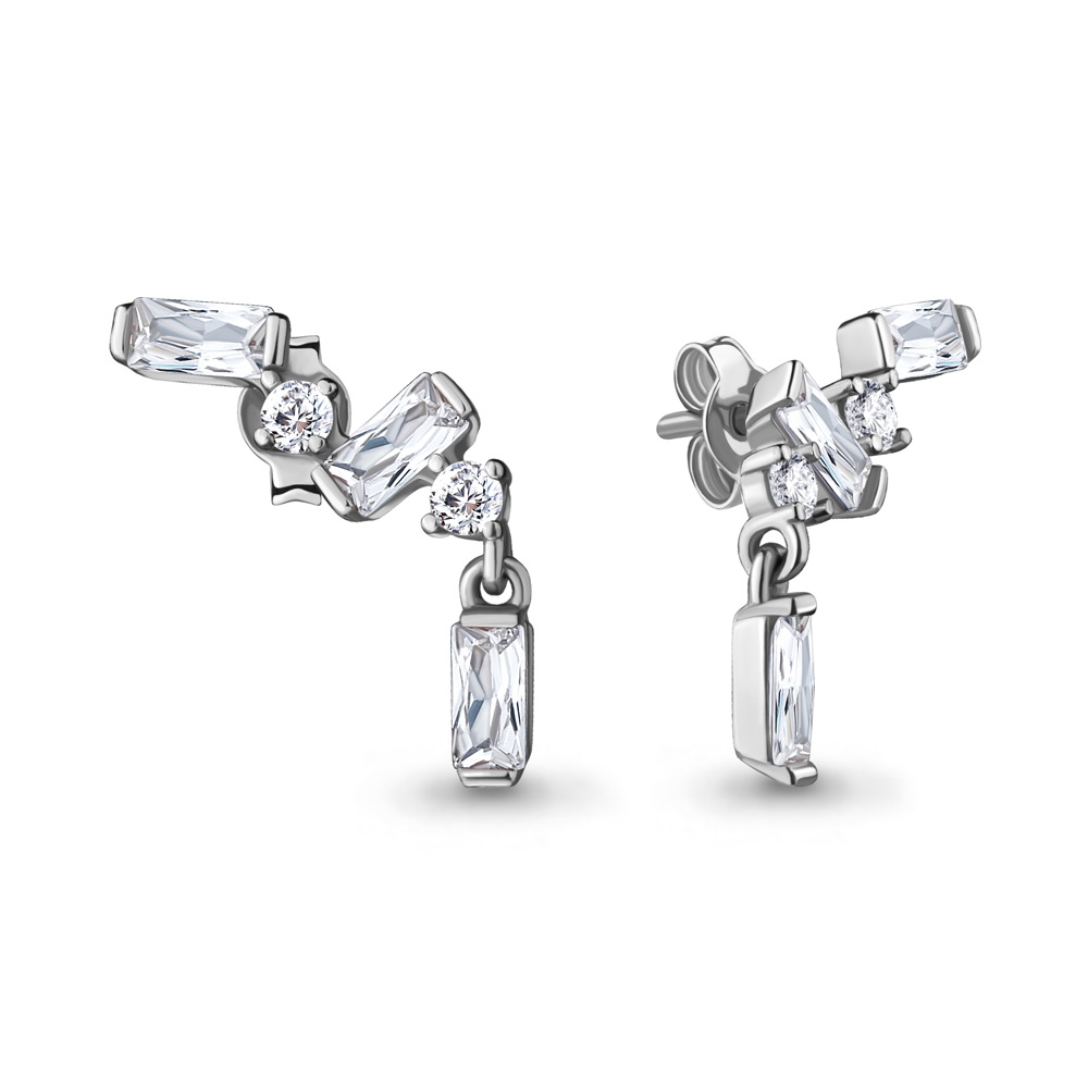

Серьги подвески из серебра с фианитом Aquamarine 48066А_925_р, 48066А_925_р